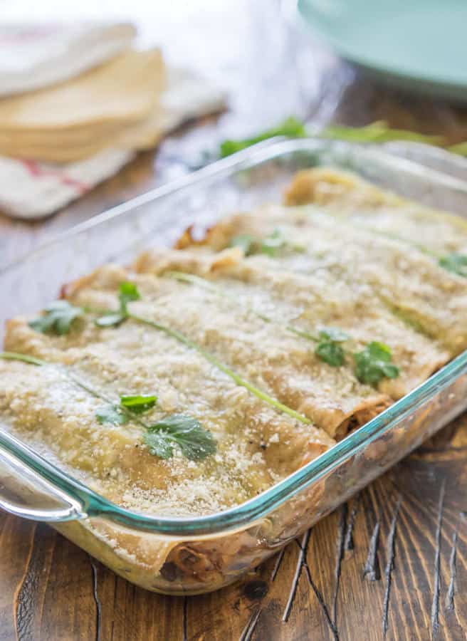 Pulled Jackfruit Enchiladas Verdes