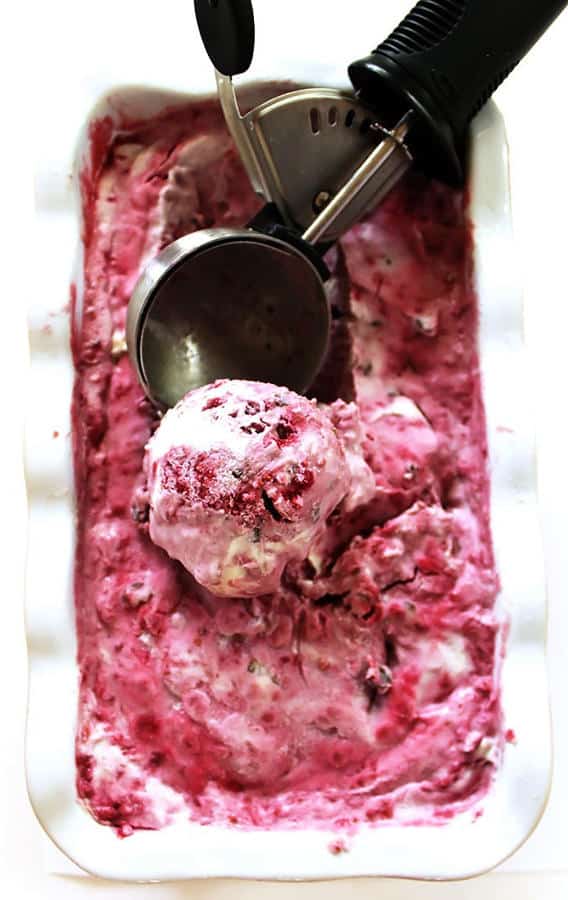 Raspberry Swirl Chocolate Chip Ice Cream