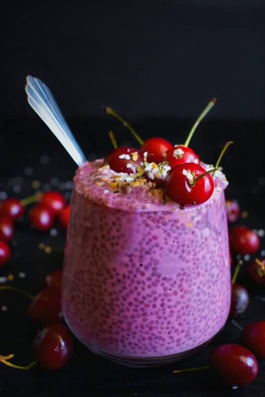 Berry Cherry Protein Chia Pudding
