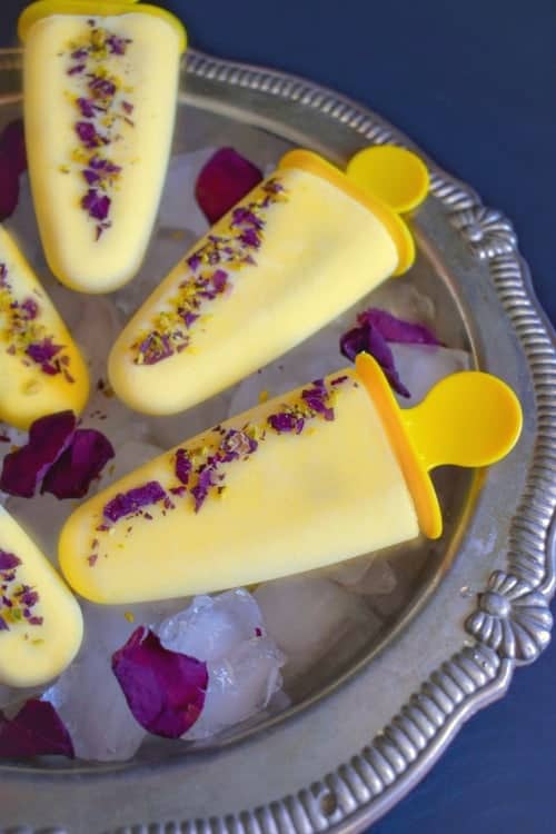 Best Ever Vegan Rose Mango Lassi Popsicles