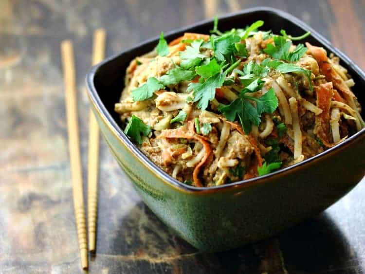 Broccoli Carrot Rice Noodle Toss with Peanuts (Gluten-Free)