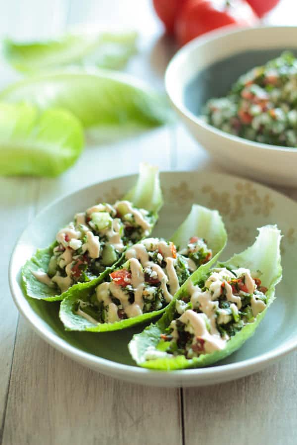 Cauliflower Tabbouleh with Almond Tahini Sauce