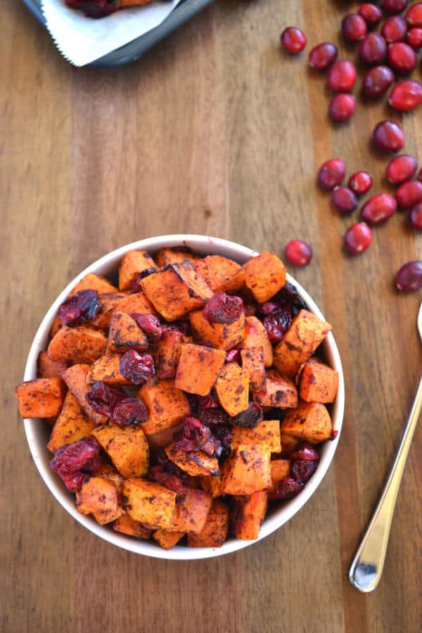 Cinnamon Roasted Sweet Potatoes and Cranberries