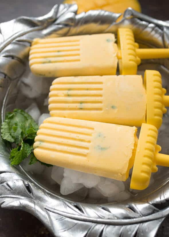 Creamy Minty Mango Popsicles