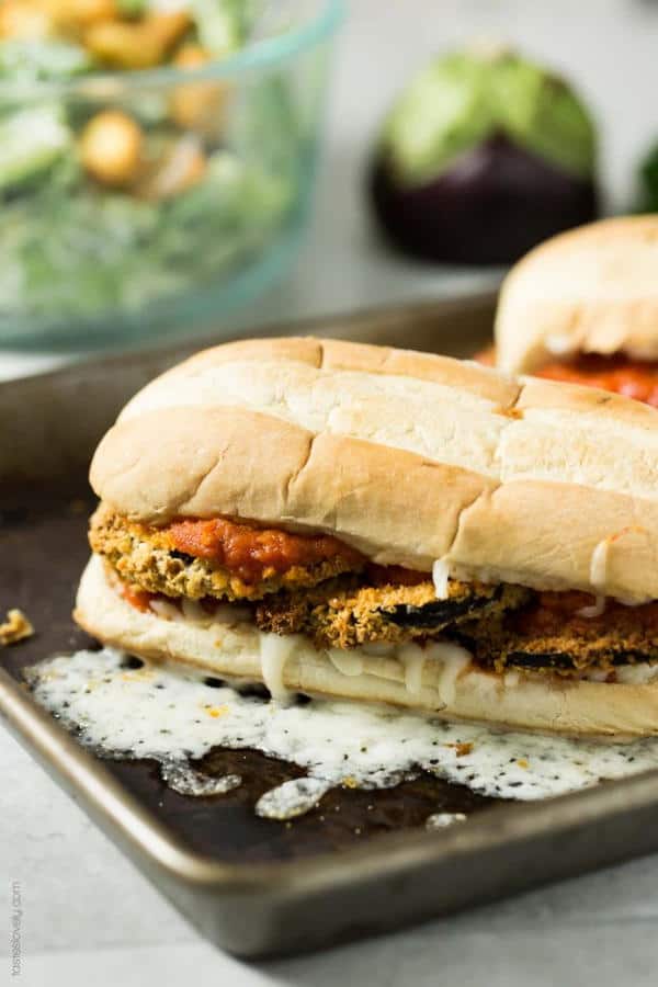 Crunchy Baked Eggplant Sandwich Melts