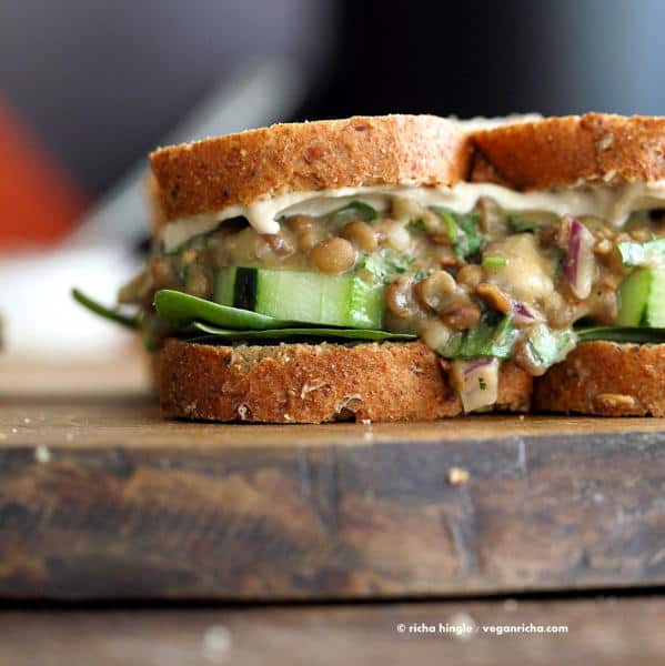 Falafel Spice Lentil Salad Sandwich