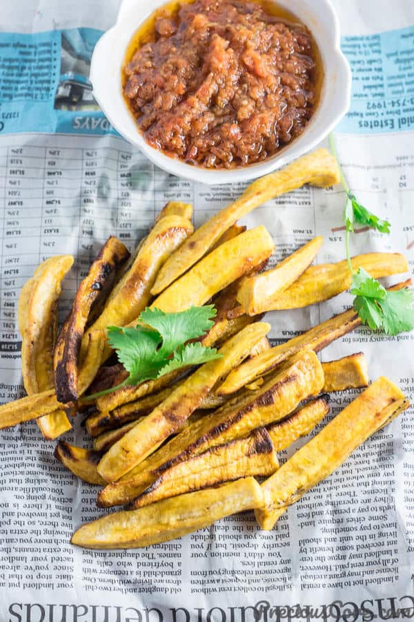 Healthy Baked Plantain Fries