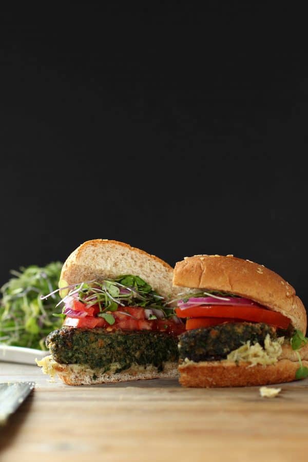 Healthy Kale and Portobello Veggie Burger