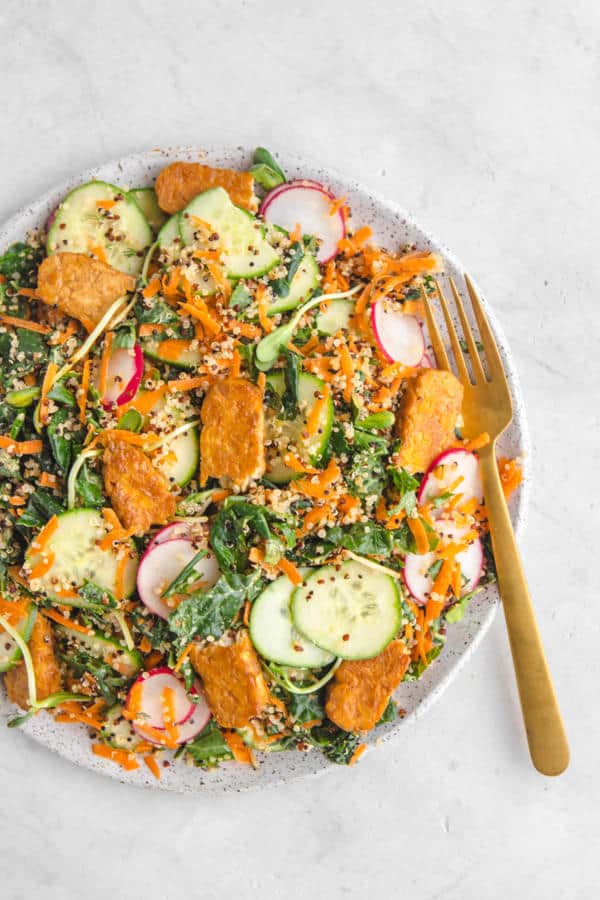 Kale and Quinoa Salad with Maple Mustard Tempeh