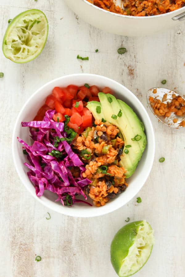 Lentil Taco Salad Bowls