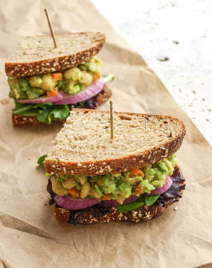 Mashed Chickpea and Avocado Sandwich