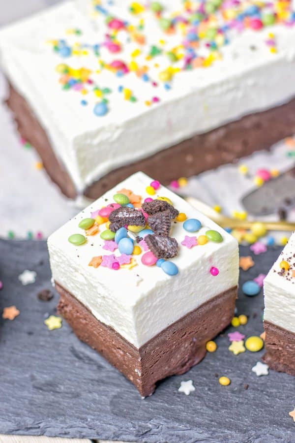 Oreo Brownie Bottom Funfetti Cake