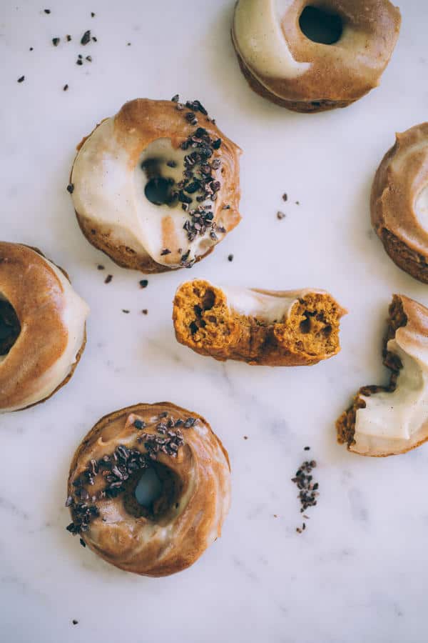 Healthy Baked Vegan Doughnuts with Maple Cinnamon Cashew Frosting