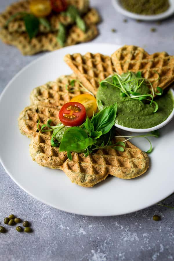 Savory Mungbean Waffles (High in Protein)