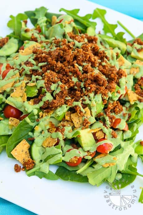 The Ultimate Taco Salad with Savory Walnut Sun-Dried Tomato Crumble