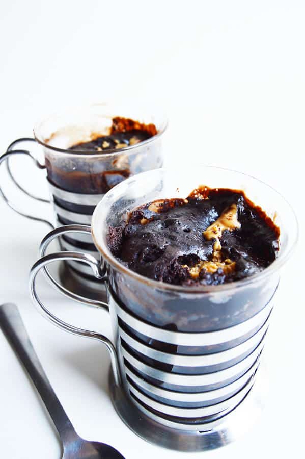 1-Minute Peanut Butter Microwave Brownie in a Mug