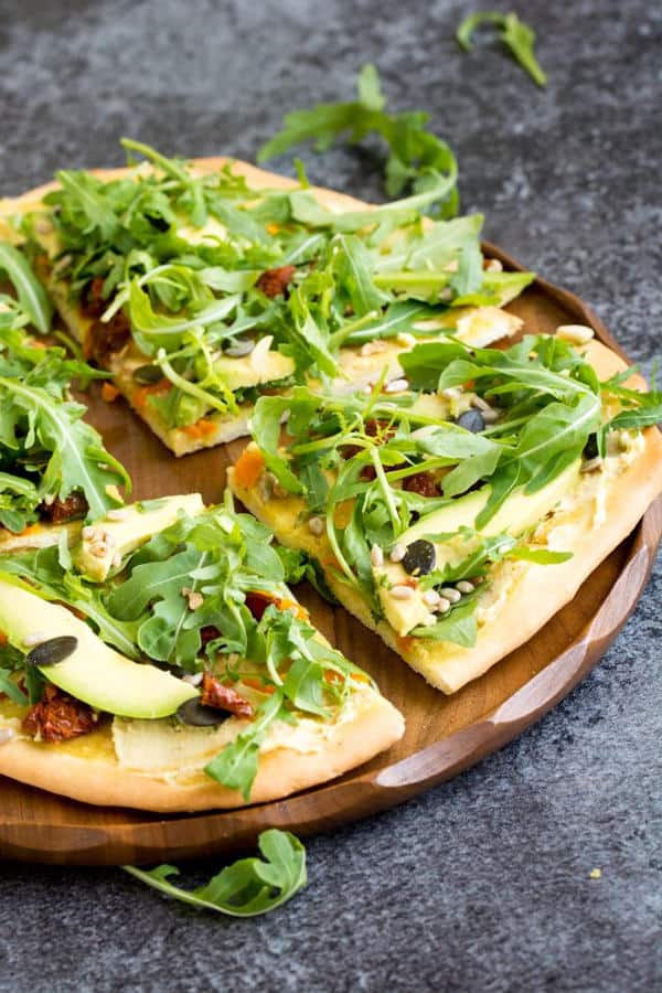 15-Minute Hummus Salad Pizza