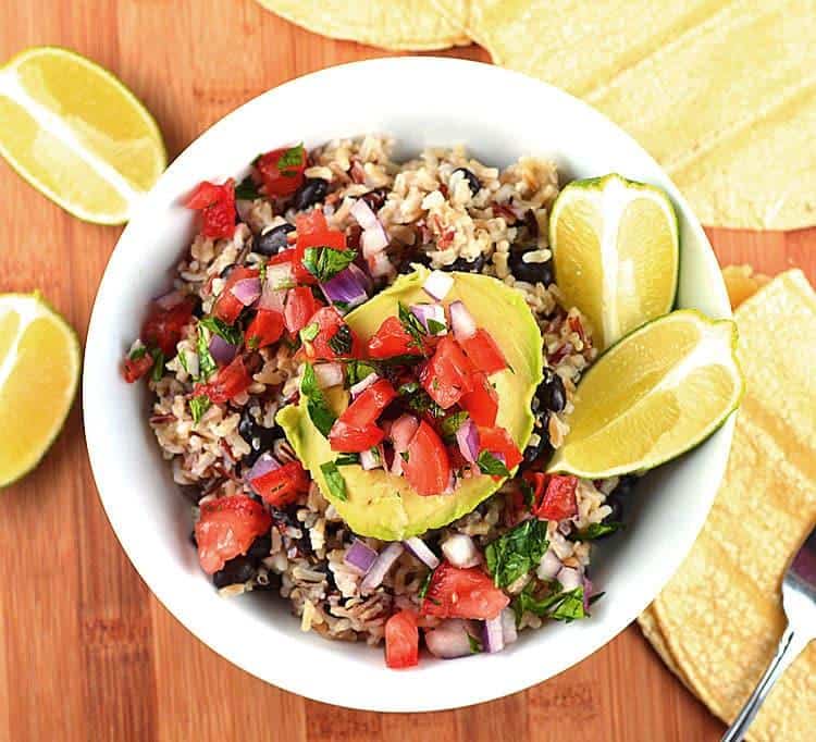 Avocado Rice Bowls with Black Beans and Tomato Salsa