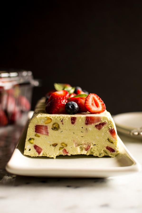 Avocado Semifreddo with Strawberries and Basil