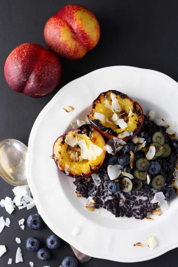 Black Rice Pudding with Grilled Nectarines