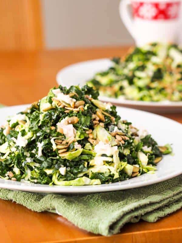 Brussel Sprouts Kale Salad with Sunflower Seeds
