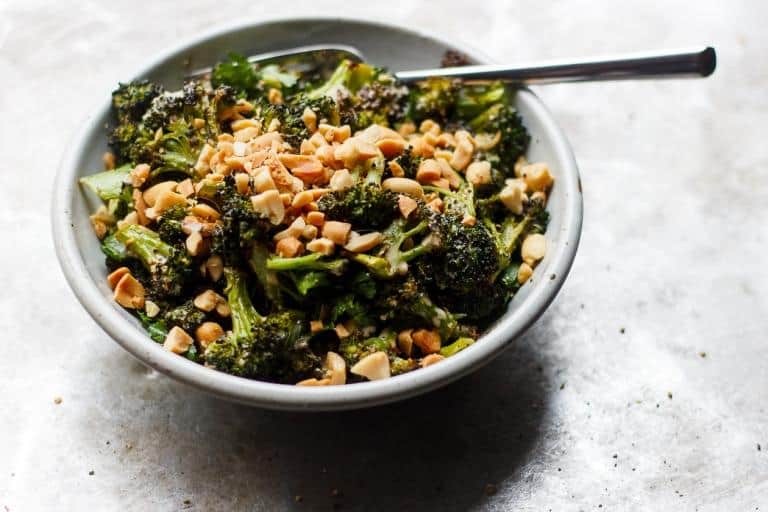 Charred Broccoli with Soy Peanut Sauce