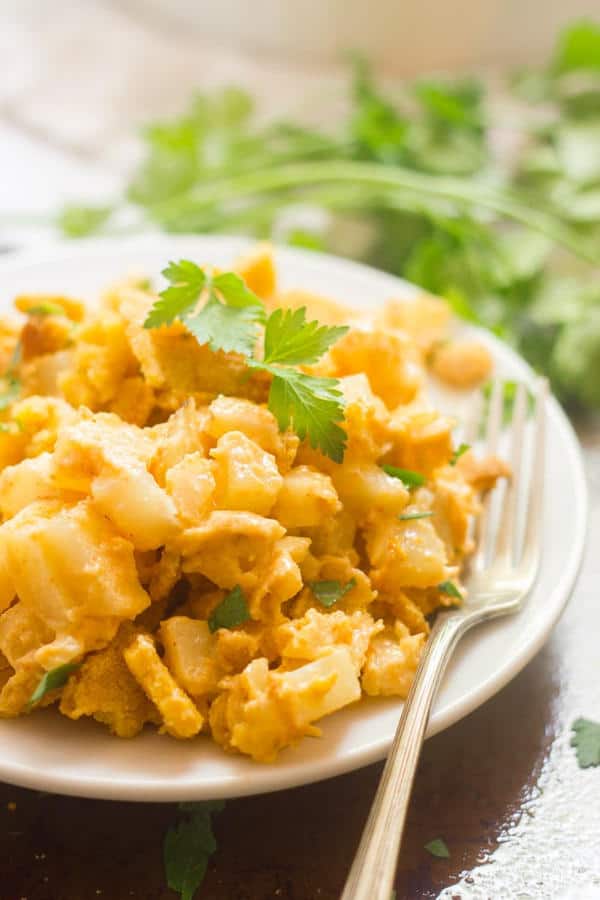 Cheesy Vegan Corn Flake Potato Casserole