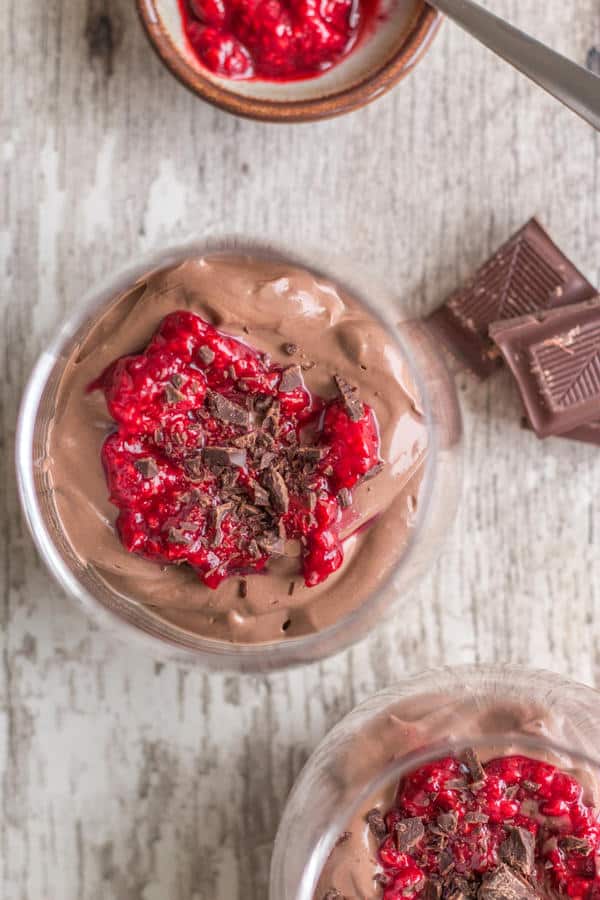 Chocolate Pudding with Raspberries