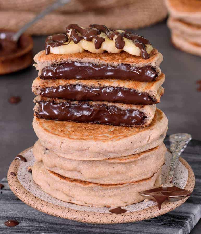 Chocolate Stuffed Pancakes (Gluten-Free)