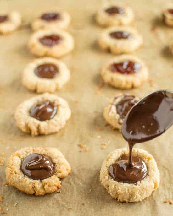 Coconut Chocolate Thumbprint Cookies