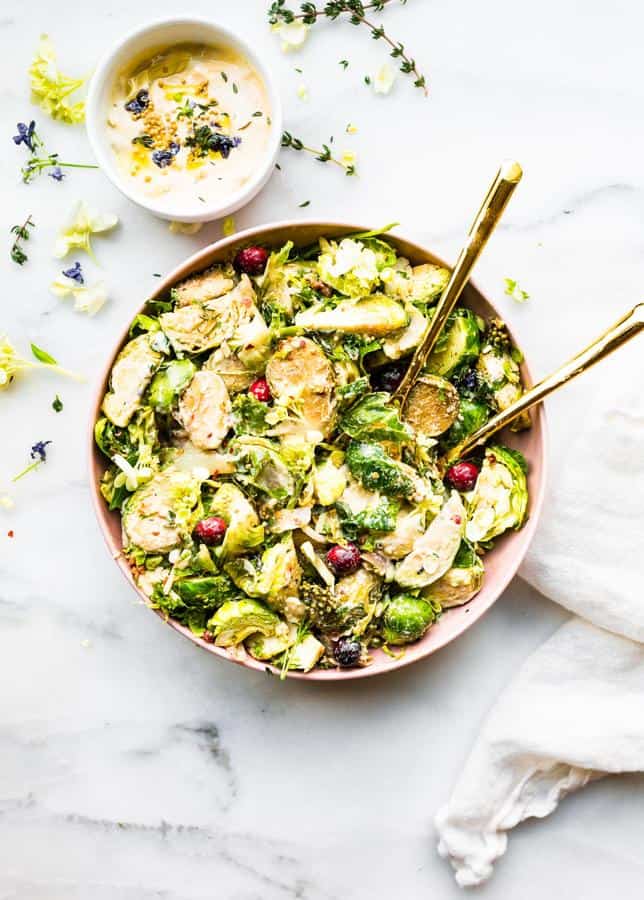Creamy Mustard Brussels Sprouts Salad