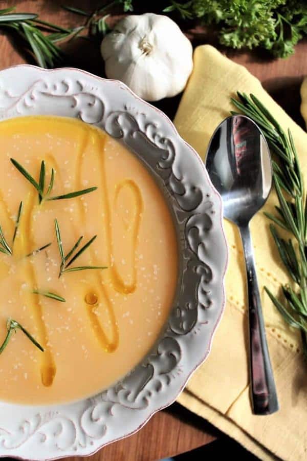 Creamy Rosemary Potato Focaccia Soup