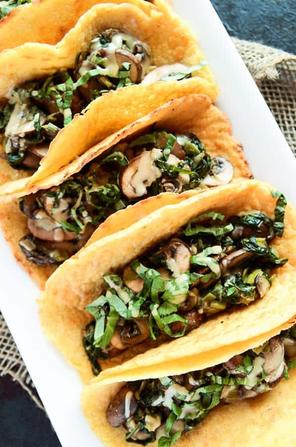 Crêpe Tacos with Warm Spinach-Mushroom Filling