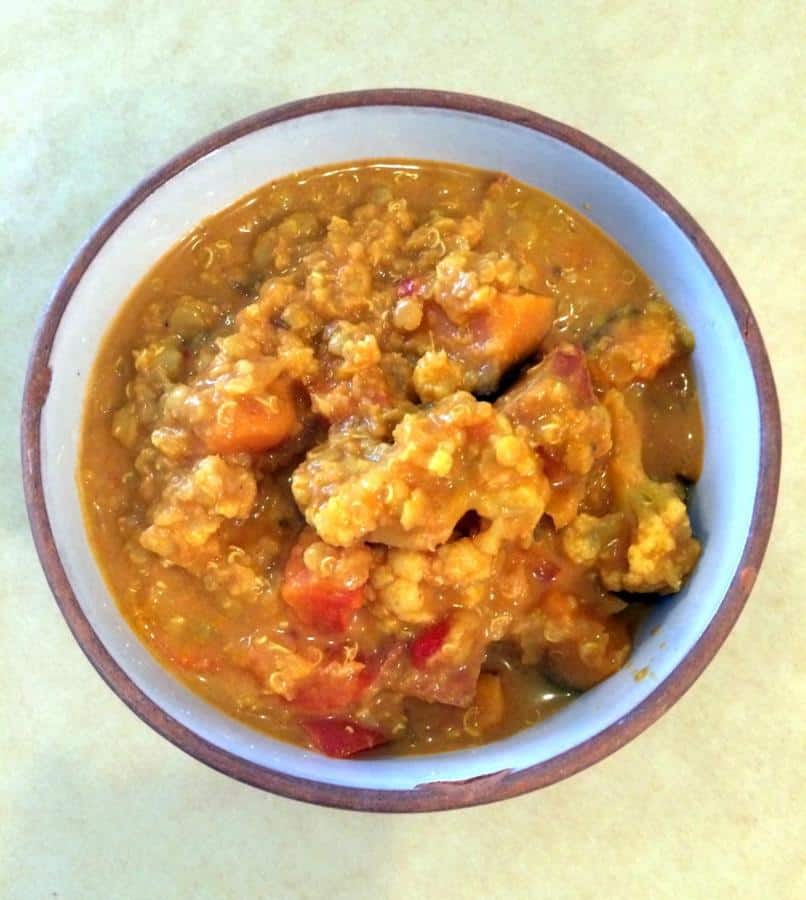 Crockpot Red Lentil, Quinoa and Veggie Curry