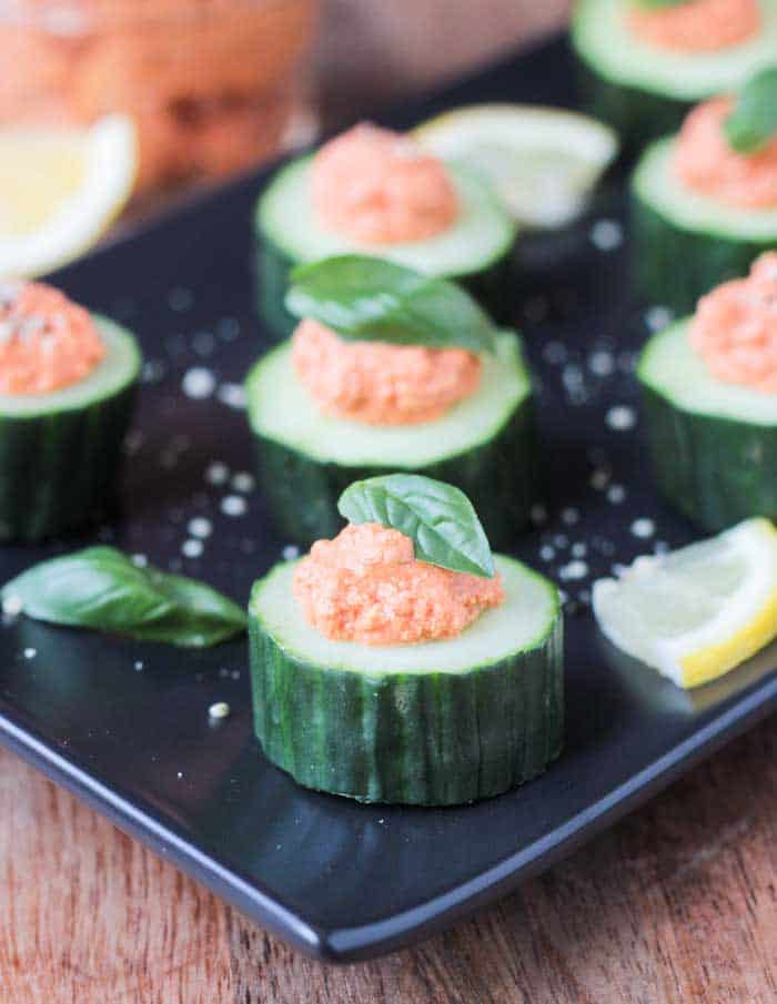 Cucumber Bites with Sun Dried Tomato Spread