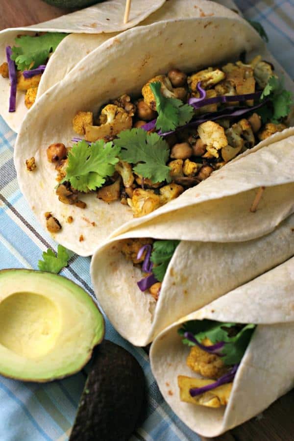 Curry Cauliflower and Chickpea Tacos