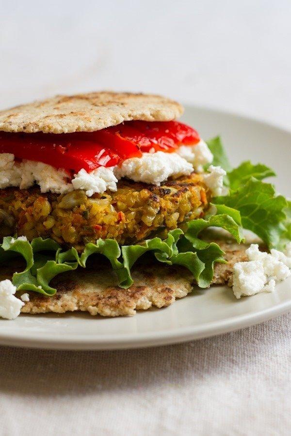 Curry Spiced Lentil Rice Veggie Burger