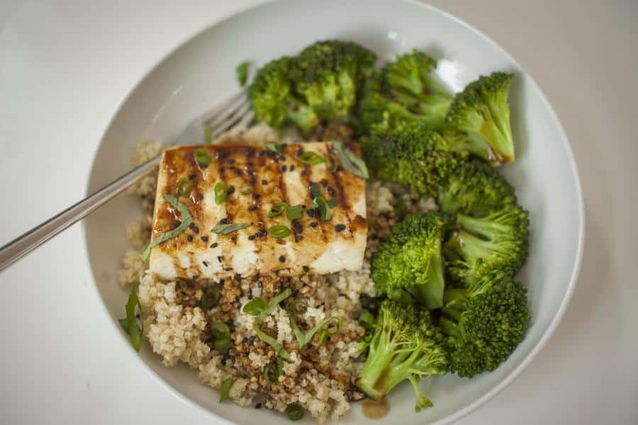 Easy Grilled Teriyaki Tofu W/ Quinoa & Broccoli