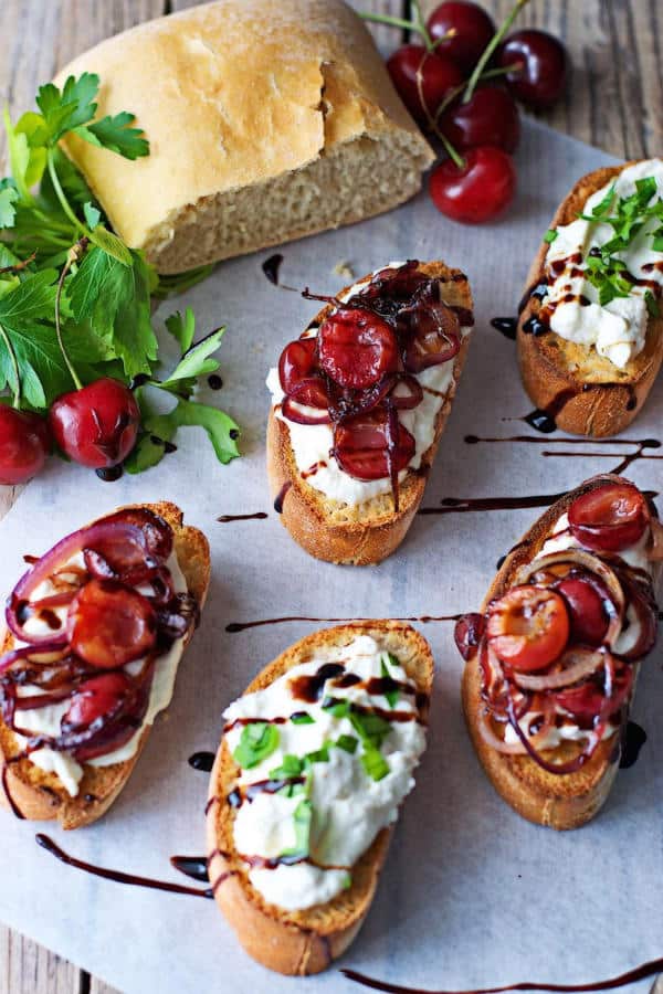 Easy Vegan Sour Creme Baguette with Cherry and Onion Jam (Gluten-Free)