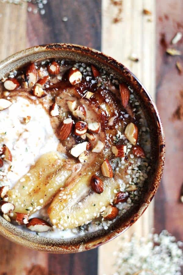 Fried Banana and Almond Maple Porridge