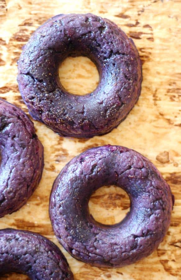 Ginger Glazed Purple Sweet Potato Doughnuts (Gluten-Free)