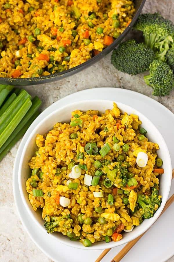 Golden Fried Rice with Scrambled Tofu