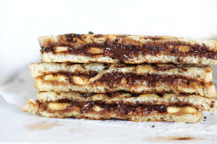 Grilled Chocolate Banana and Peanut Butter Sandwich