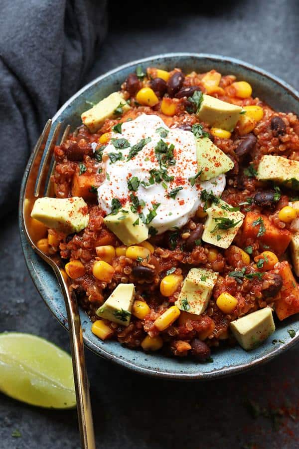 Healthy Slow Cooker Sweet Potato Mexican Quinoa