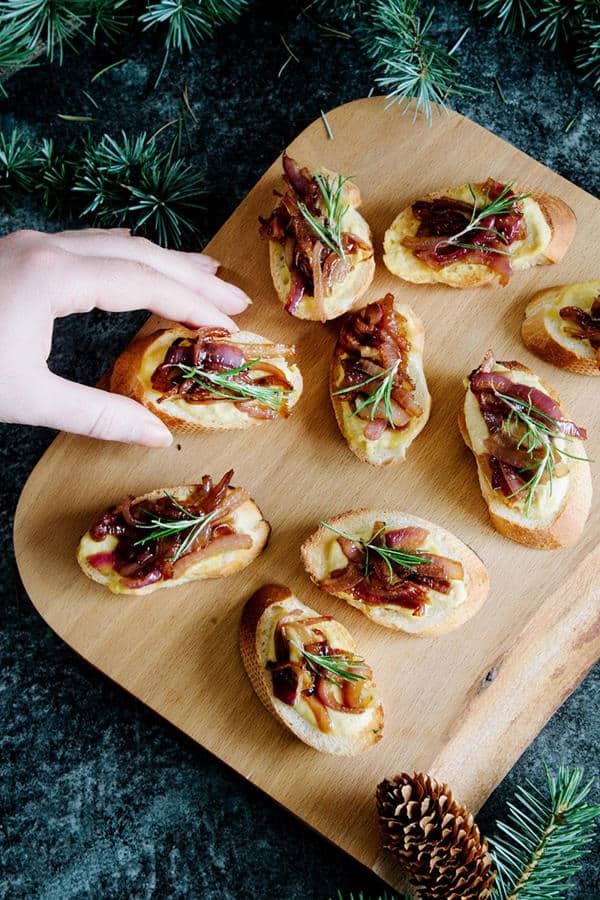 Hummus and Caramelised Onion Crositini