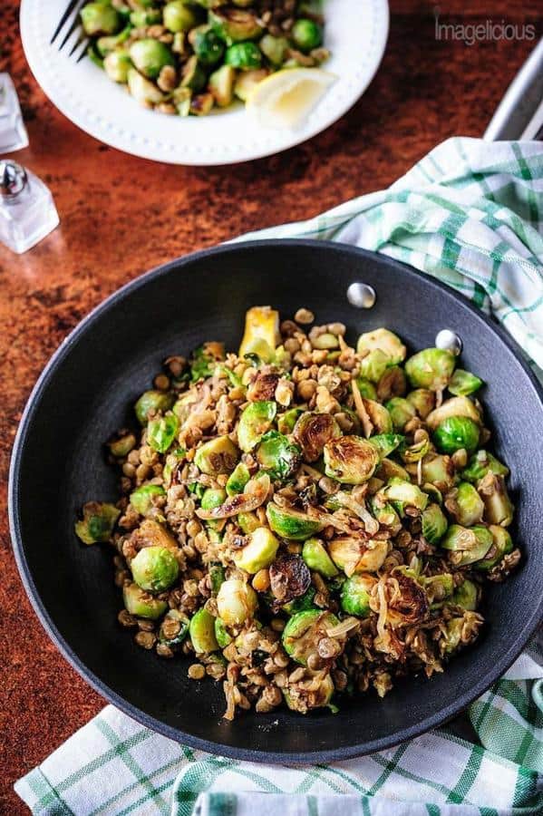 Lentils and Brussels Sprouts Skillet
