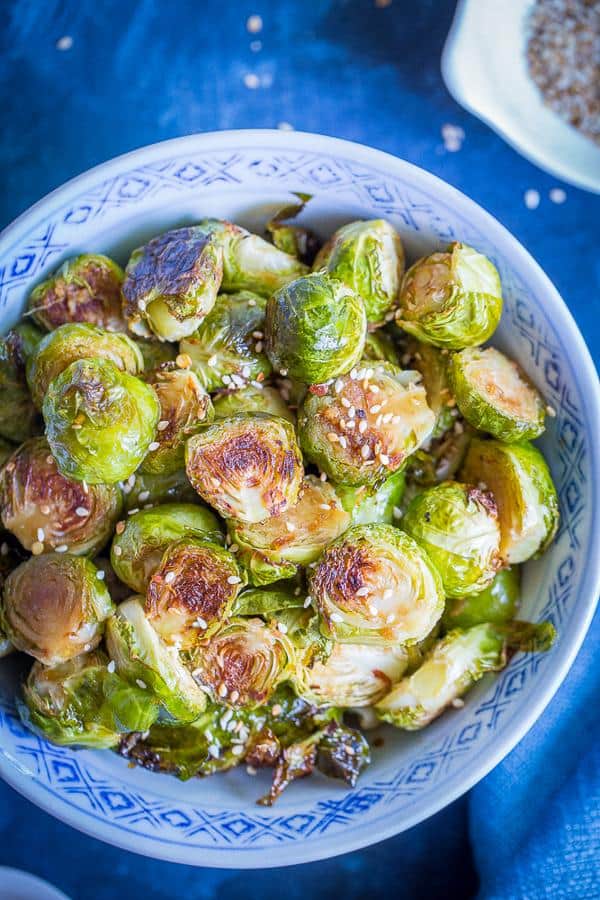 Maple Sesame Ginger Roasted Brussels Sprouts