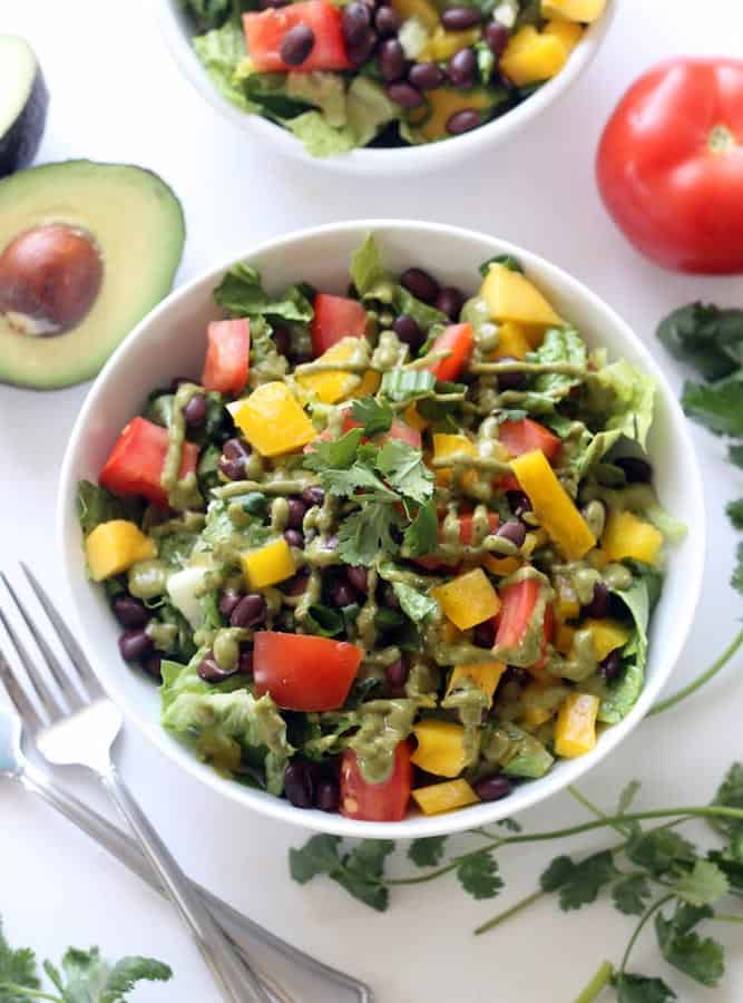 Mexican Chopped Salad with Zesty Hummus Dressing