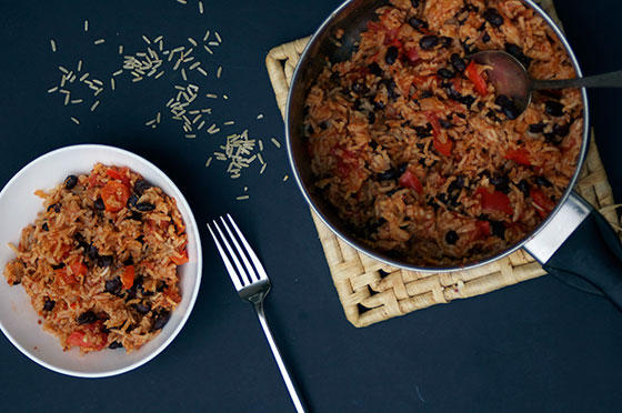 Mexican Style Chipotle Rice with Peppers, Tomatoes and Black Beans