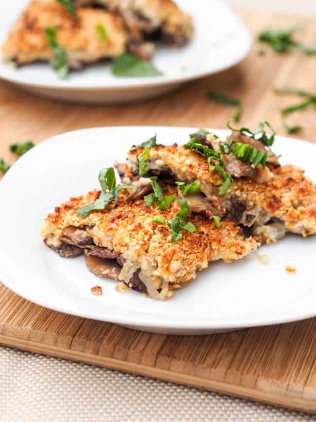 Mushroom Casserole with Cashew Cream and Parmesan Cheese